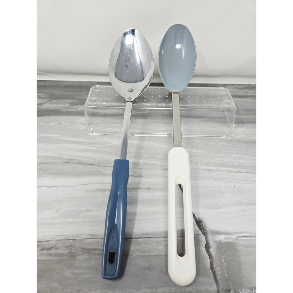 Vintage Bonny Blu and White Serving Spoon USA 12 Inch Retro Kitchen‎ Ware +extra